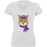 Winter Fox Black Juniors V-Neck T-Shirt