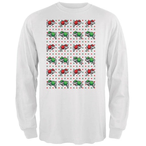 8 Bit Xmas Cat Ugly Sweater White Adult Long Sleeve T-Shirt