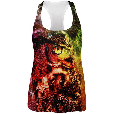 Galaxy Zen Wisdom Owl All Over Womens Racerback Tank Top