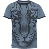 Tribal Tiger Ghost Heather Blue-Navy Men's Ringer T-Shirt