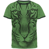 Tribal Tiger Ghost Heather Blue-Navy Men's Ringer T-Shirt