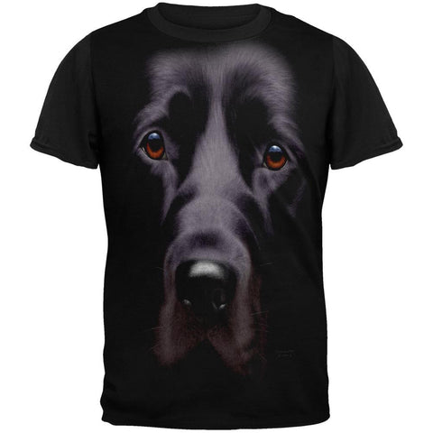 Black Lab Dog Face Adult Black Back T-Shirt