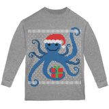 Ugly Christmas Sweater Octopus Red Youth Long Sleeve T-Shirt