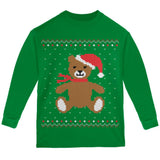 Ugly Christmas Sweater Big Teddy Bear Green Womens Long Sleeve T-Shirt