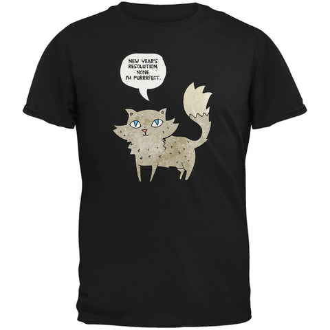 New Year's I'm Purrrrfect Black Adult T-Shirt