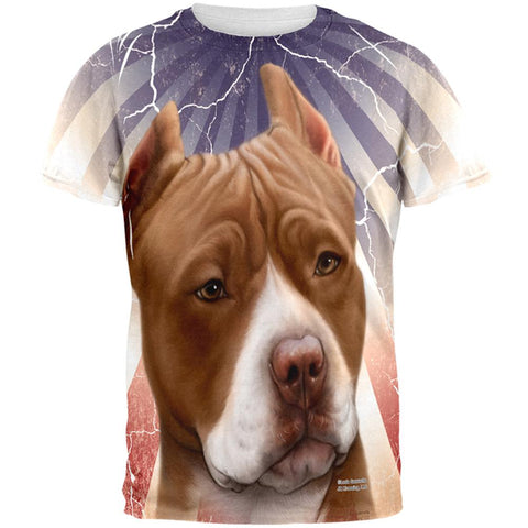 Pit Bull Live Forever All Over Adult T-Shirt