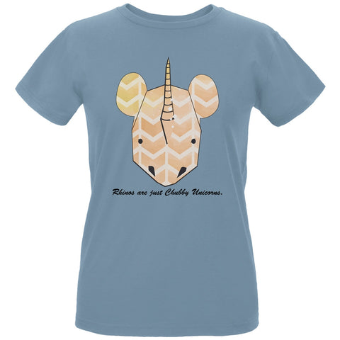 Rhinos Are Chubby Unicorns Blue Womens Organic T-Shirt