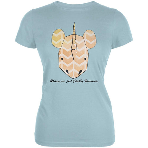 Rhinos Are Chubby Unicorns Light Aqua Juniors Soft T-Shirt