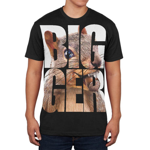 Size Does Matter Squirrel Nuts Funny Black Adult Soft T-Shirt