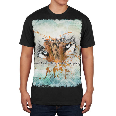 Wolf Pack Leader Motivational Black Adult Soft T-Shirt