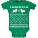 French Bulldog Ugly Christmas Sweater Kelly Green Soft Baby One Piece