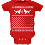 Golden Retriever Ugly Christmas Sweater Kelly Green Soft Baby One Piece