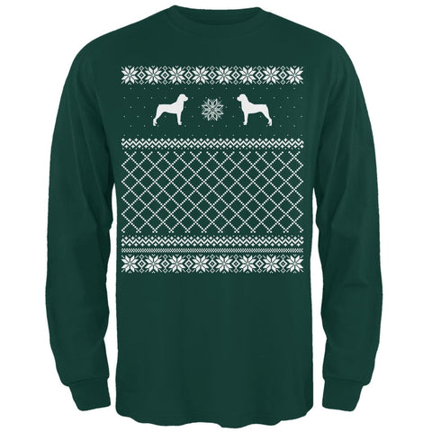 Rottweiler Ugly Christmas Sweater Forest Adult Long Sleeve T-Shirt