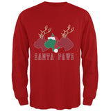 Christmas Santa Paws Dog Black Adult Long Sleeve T-Shirt