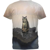 Zen Cat on a Rock All Over Adult T-Shirt