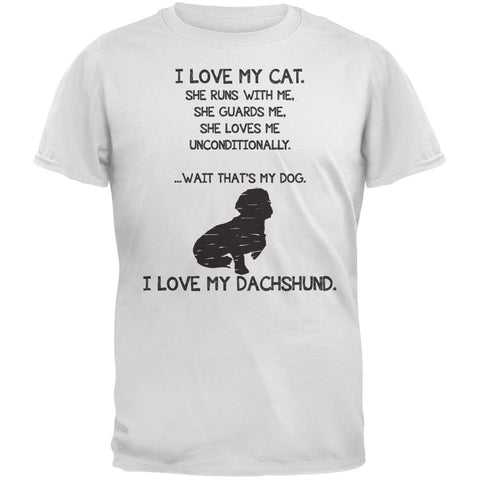 I Love My Dachshund Girl White Adult T-Shirt