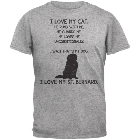 I Love My St. Bernard Boy Heather Grey Adult T-Shirt