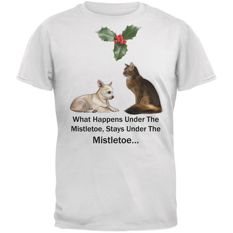 What Happens Here Stays Here Cute Cat & Dog White Adult T-Shirt