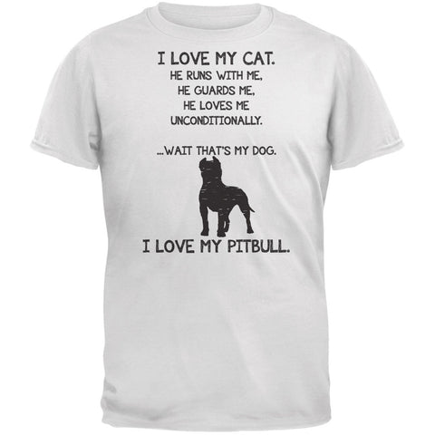 I Love My Pitbull Boy White Adult T-Shirt