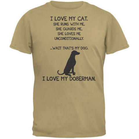 I Love My Doberman Girl Tan Adult T-Shirt