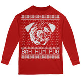 Christmas Bah Hum Pug Green Womens Long Sleeve T-Shirt