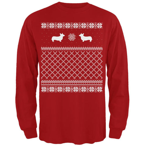 Corgi Ugly Christmas Sweater Irish Green Adult Long Sleeve T-Shirt