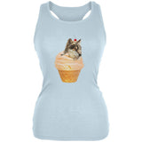 Ice Cream Cone Wolf Pale Blue Juniors Soft Tank Top