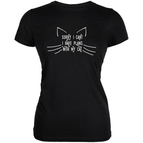 Sorry I Can't Cat Black Juniors Soft T-Shirt