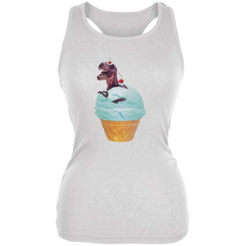 Ice Cream Cone T Rex Pale Blue Juniors Soft Tank Top