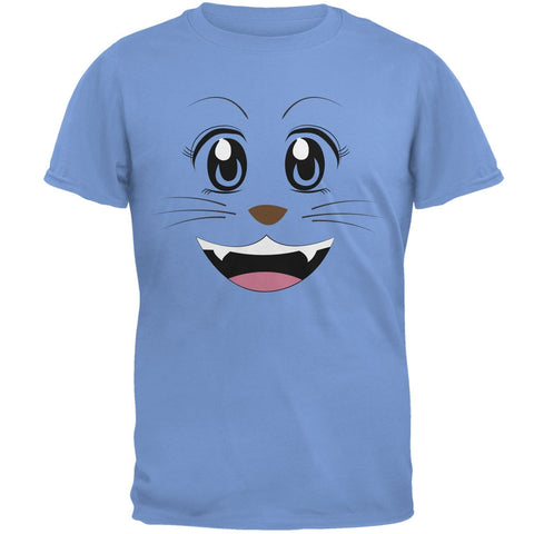 Anime Cat Face Neko Carolina Blue Adult T-Shirt