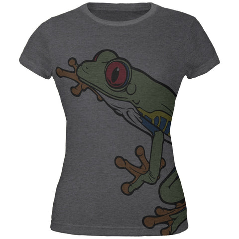 Big Tree Frog All Over Dark Heather Juniors Soft T-Shirt