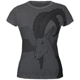 Ibex Goat Wild Mountains All Over Dark Heather Juniors Soft T-Shirt