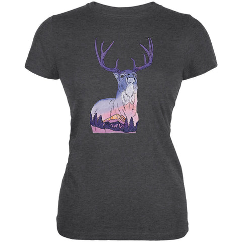 Sunset Buck Dark Heather Juniors Soft T-Shirt