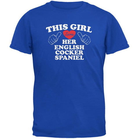 Valentines This Girl Loves Her English Cocker Spaniel Royal Adult T-Shirt