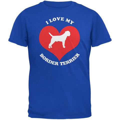 Valentines I Love My Border Terrier Royal Adult T-Shirt