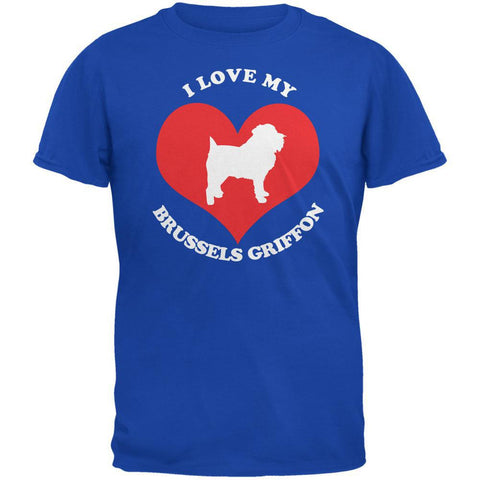 Valentines I Love My Brussels Griffon Royal Adult T-Shirt