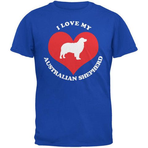 Valentines I Love My Australian Shepherd Royal Adult T-Shirt