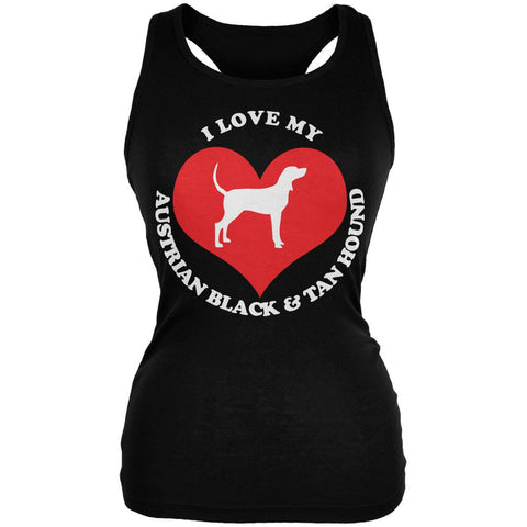 Valentines I Love My Austrian Black & Tan Hound Black Juniors Soft Tank Top