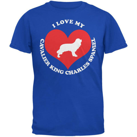 Valentines I Love My Cavalier King Charles Spaniel Royal Adult T-Shirt
