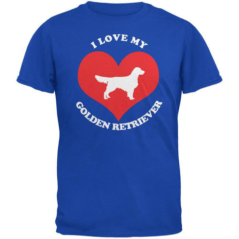Valentines I Love My Golden Retriever Royal Adult T-Shirt