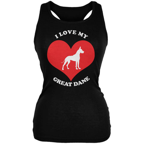 Valentines I Love My Great Dane Black Juniors Soft Tank Top