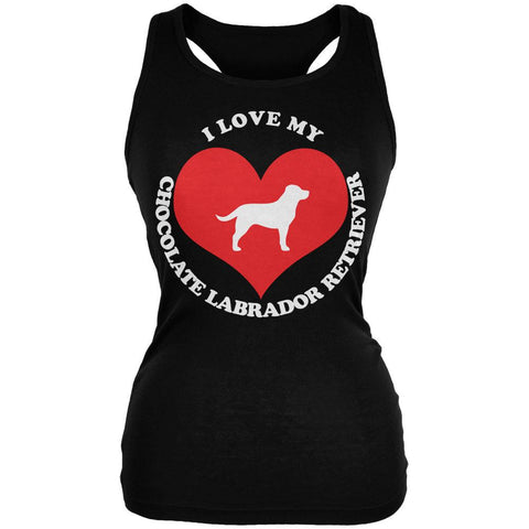 Valentines I Love My Chocolate Lab Black Juniors Soft Tank Top