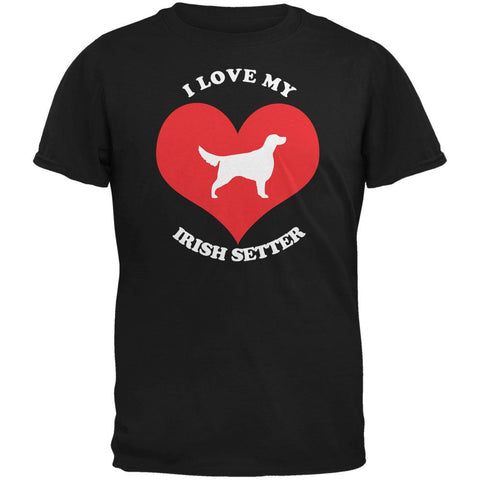 Valentines I Love My Irish Setter Black Adult T-Shirt