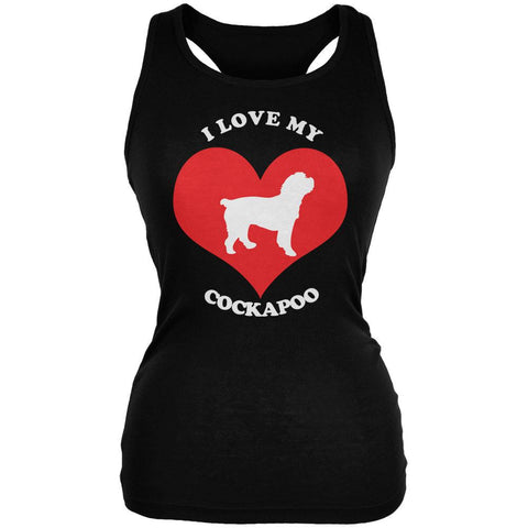 Valentines I Love My Cockapoo Black Juniors Soft Tank Top