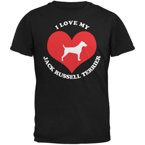 Valentines I Love My Jack Russell Terrier Black Adult T-Shirt