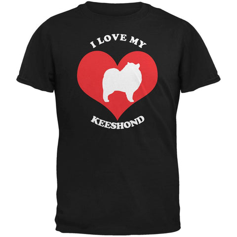 Valentines I Love My Keeshond Black Adult T-Shirt