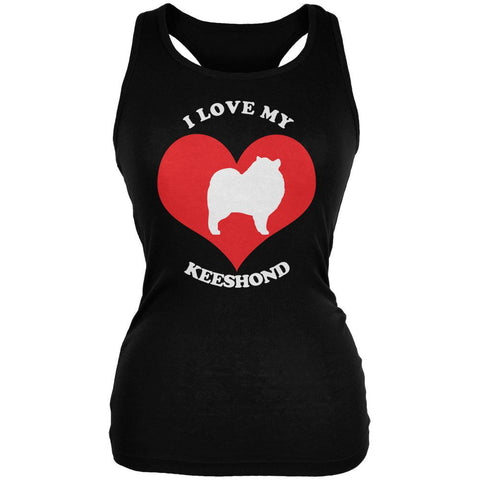 Valentines I Love My Keeshond Black Juniors Soft Tank Top