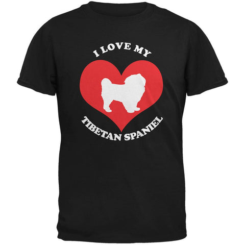 Valentines I Love My Tibetan Spaniel Black Adult T-Shirt