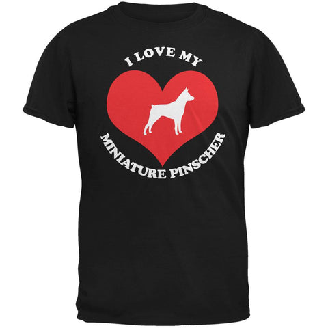 Valentines I Love My Miniature Pinscher Black Adult T-Shirt