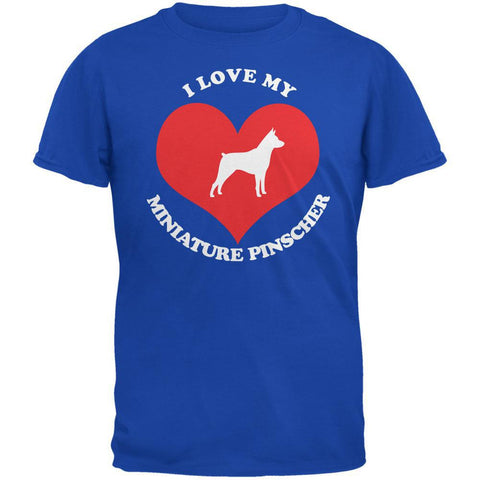 Valentines I Love My Miniature Pinscher Royal Adult T-Shirt